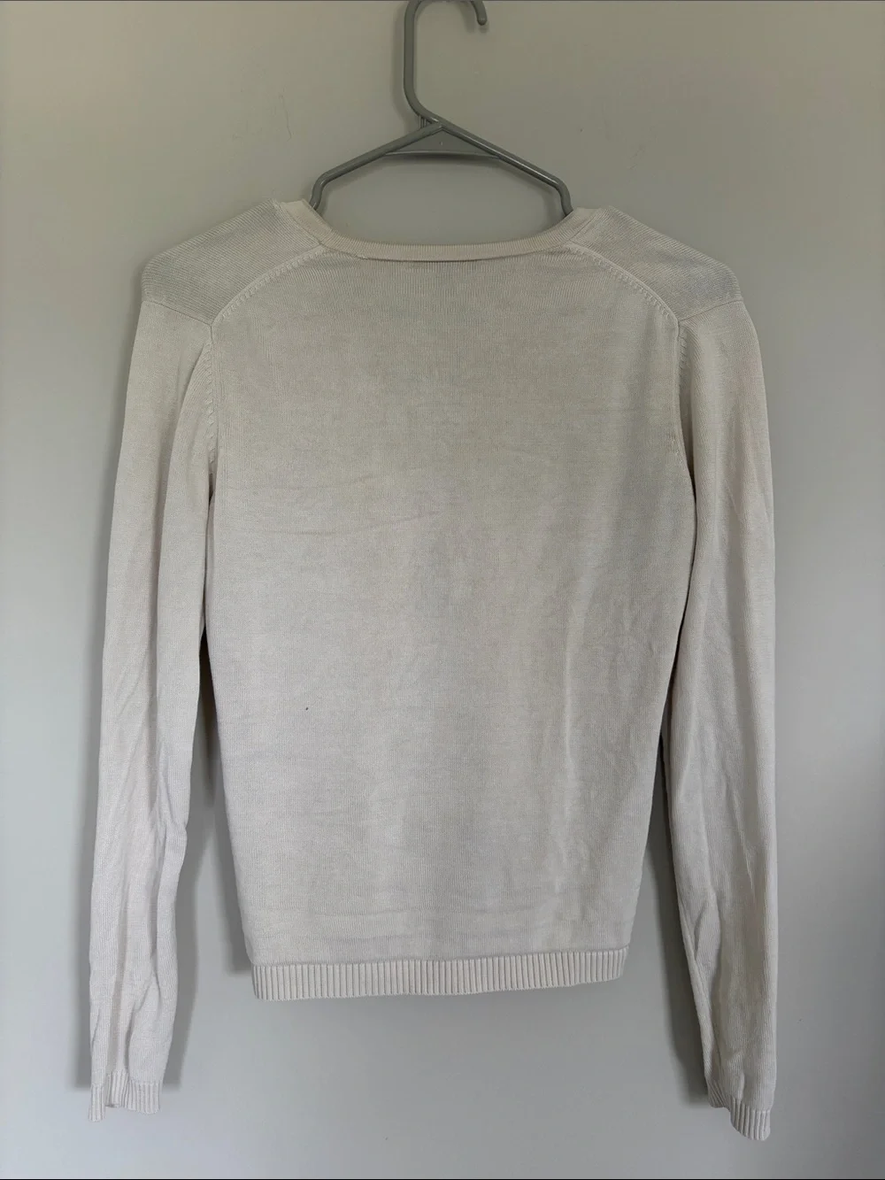 Brooks Brothers Silk & Cotton Cream V-Neck Button Cardigan